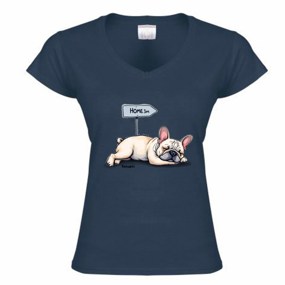 T-shirt Bulldog - donna scollo V