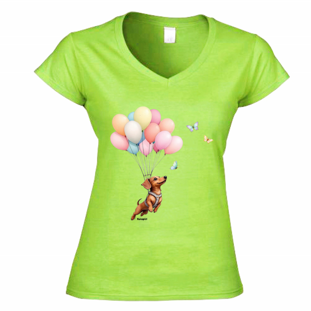 T-shirt Bassotto - donna scollo V