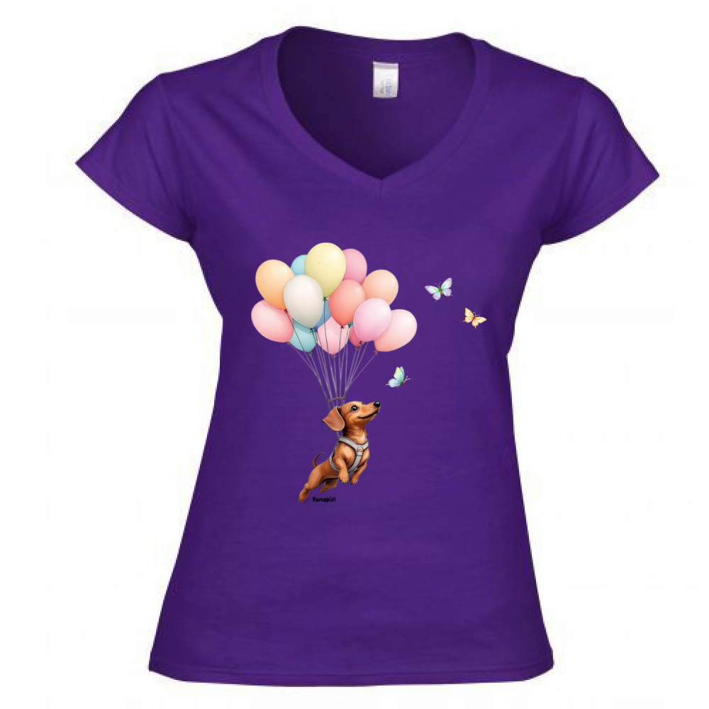 T-shirt Bassotto - donna scollo V