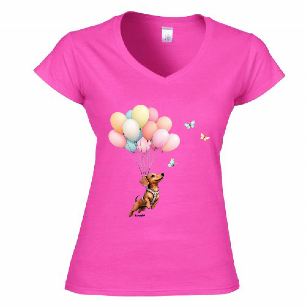 T-shirt Bassotto - donna scollo V
