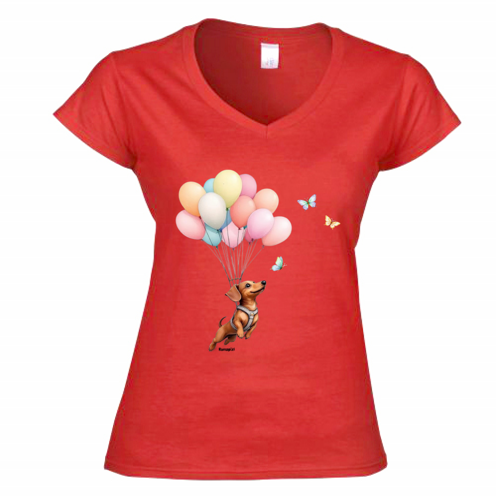 T-shirt Bassotto - donna scollo V