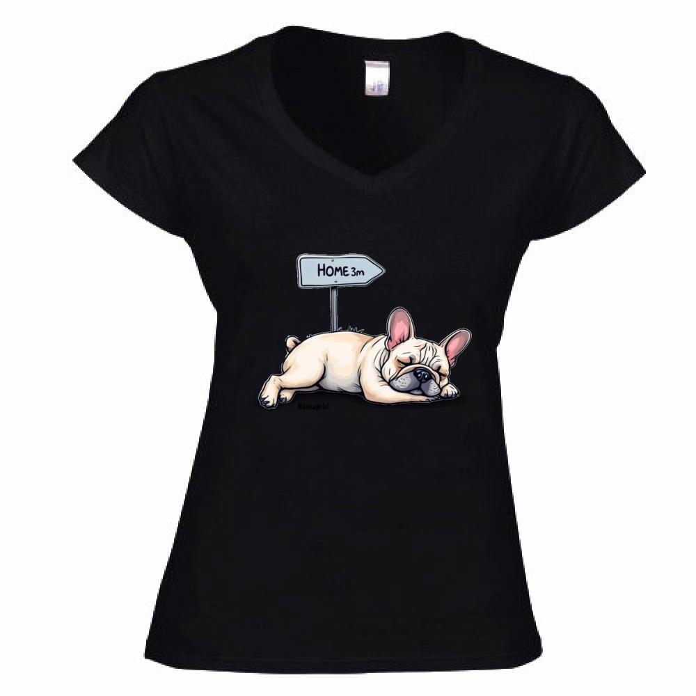 T-shirt Bulldog - donna scollo V