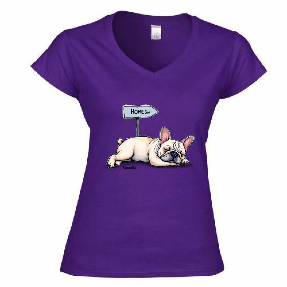 T-shirt Bulldog - donna scollo V
