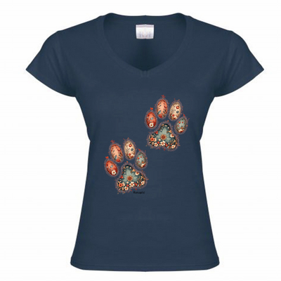 T-shirt Zampe Fiori - donna scollo V
