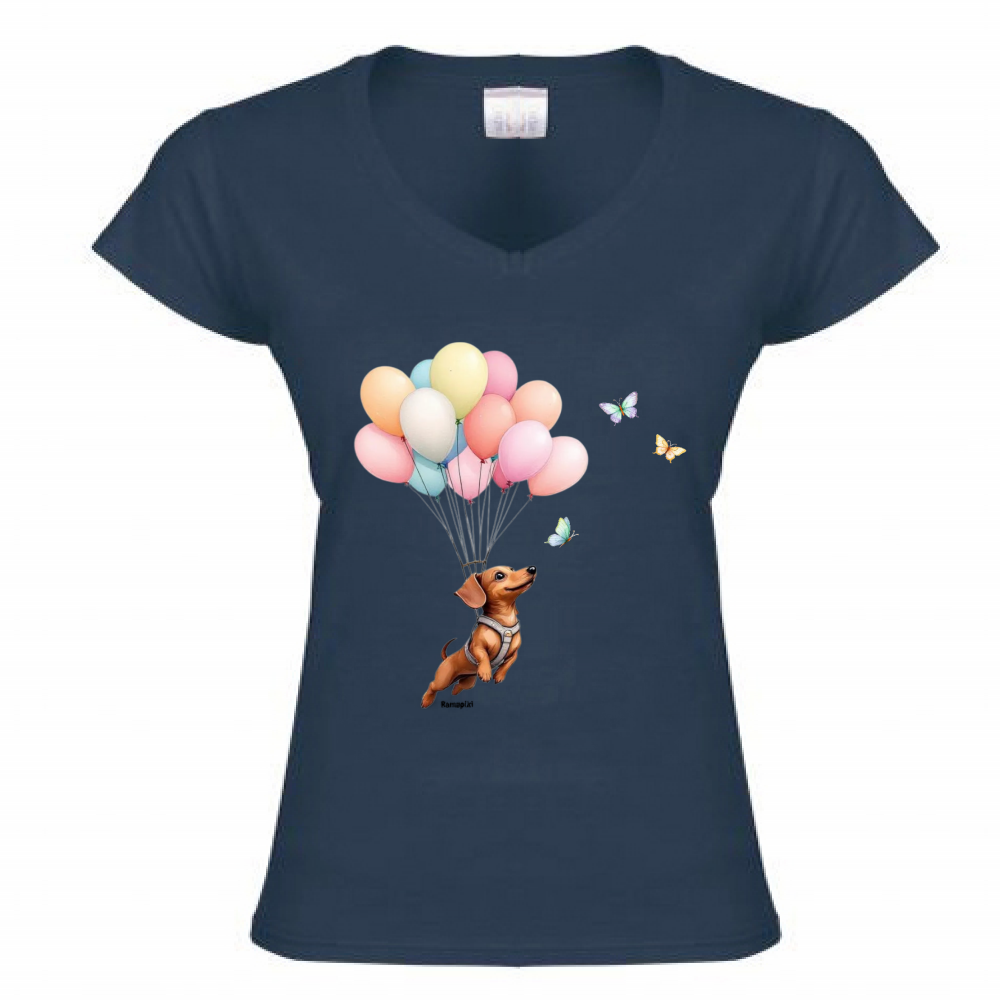 T-shirt Bassotto - donna scollo V