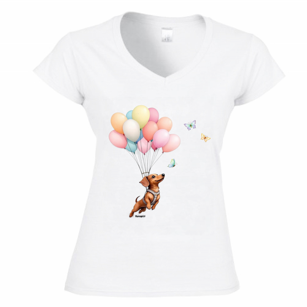 T-shirt Bassotto - donna scollo V