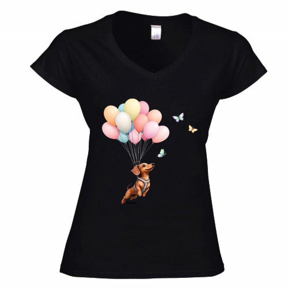 T-shirt Bassotto - donna scollo V