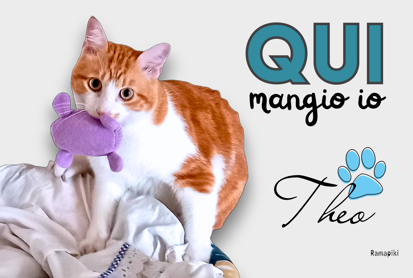 Tappetino per ciotole con nome e foto del tuo pet! Gatto