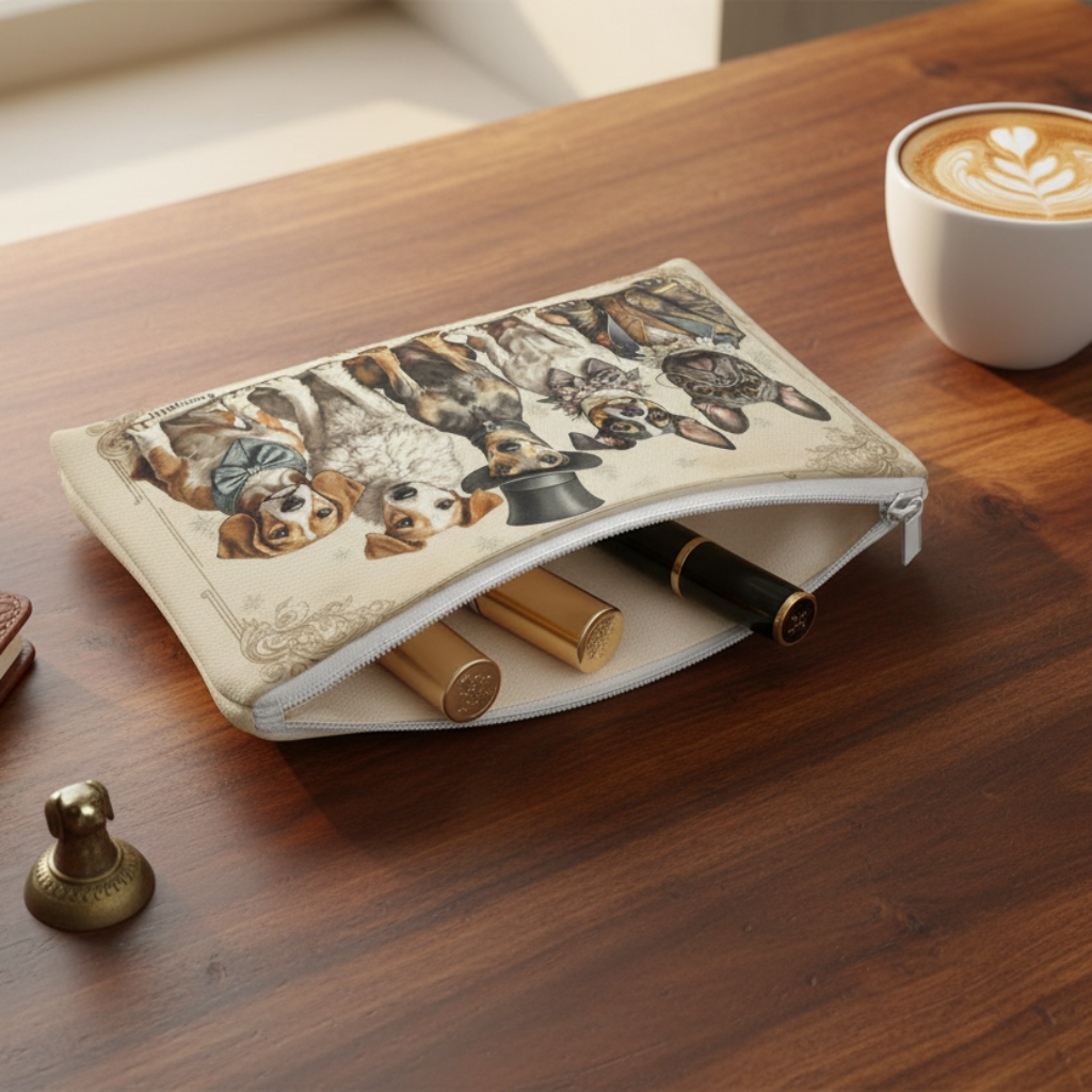 astuccio con grafica vintage originale con cani