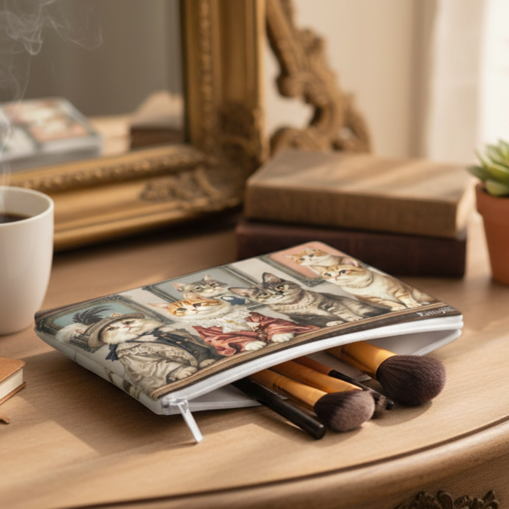 Astuccio porta mackeup con gatti vintage