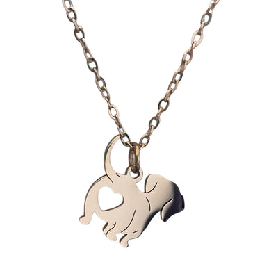 Collana bassotto - acciaio e dorato