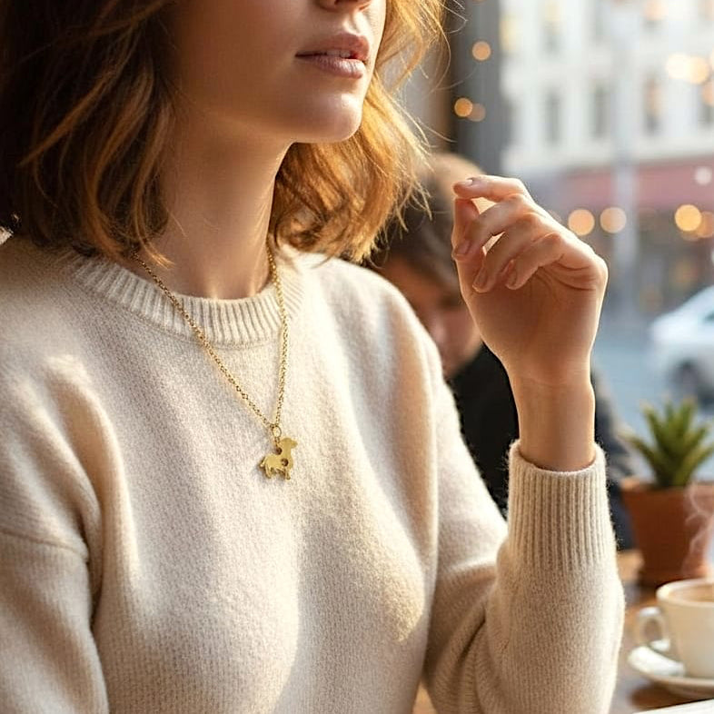 Collana bassotto - acciaio e dorato