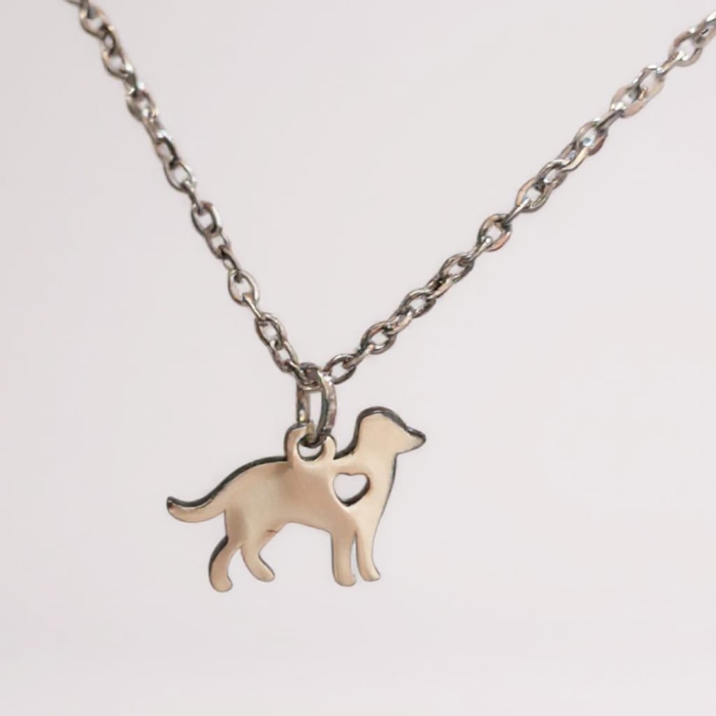Collana cane, in acciaio silver e rose gold