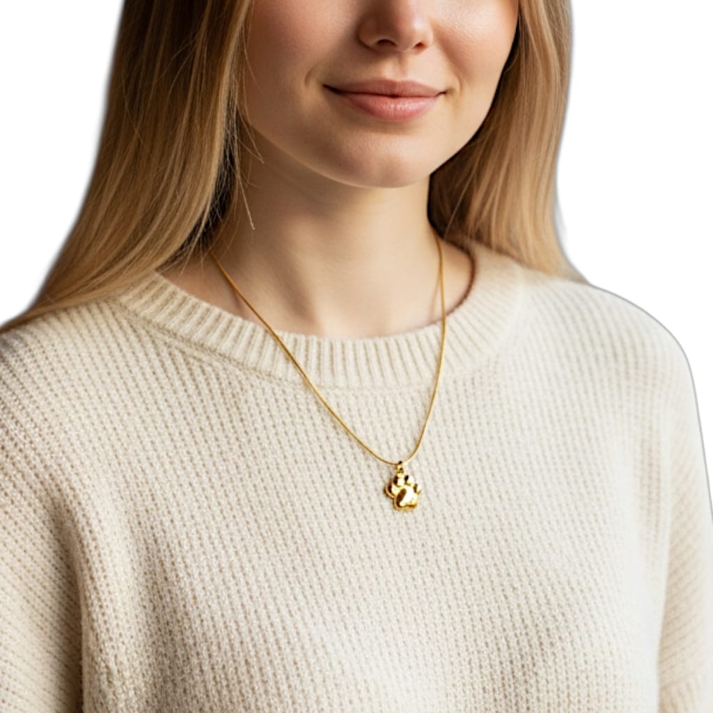 Collana zampetta, in acciaio gold e silver