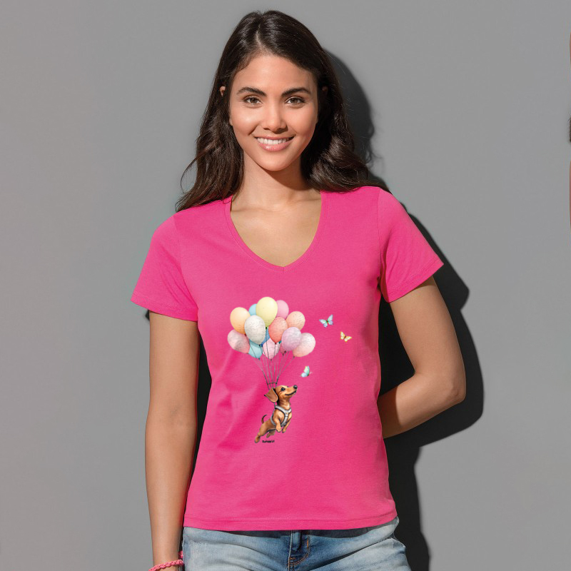 T-shirt Bassotto - donna scollo V