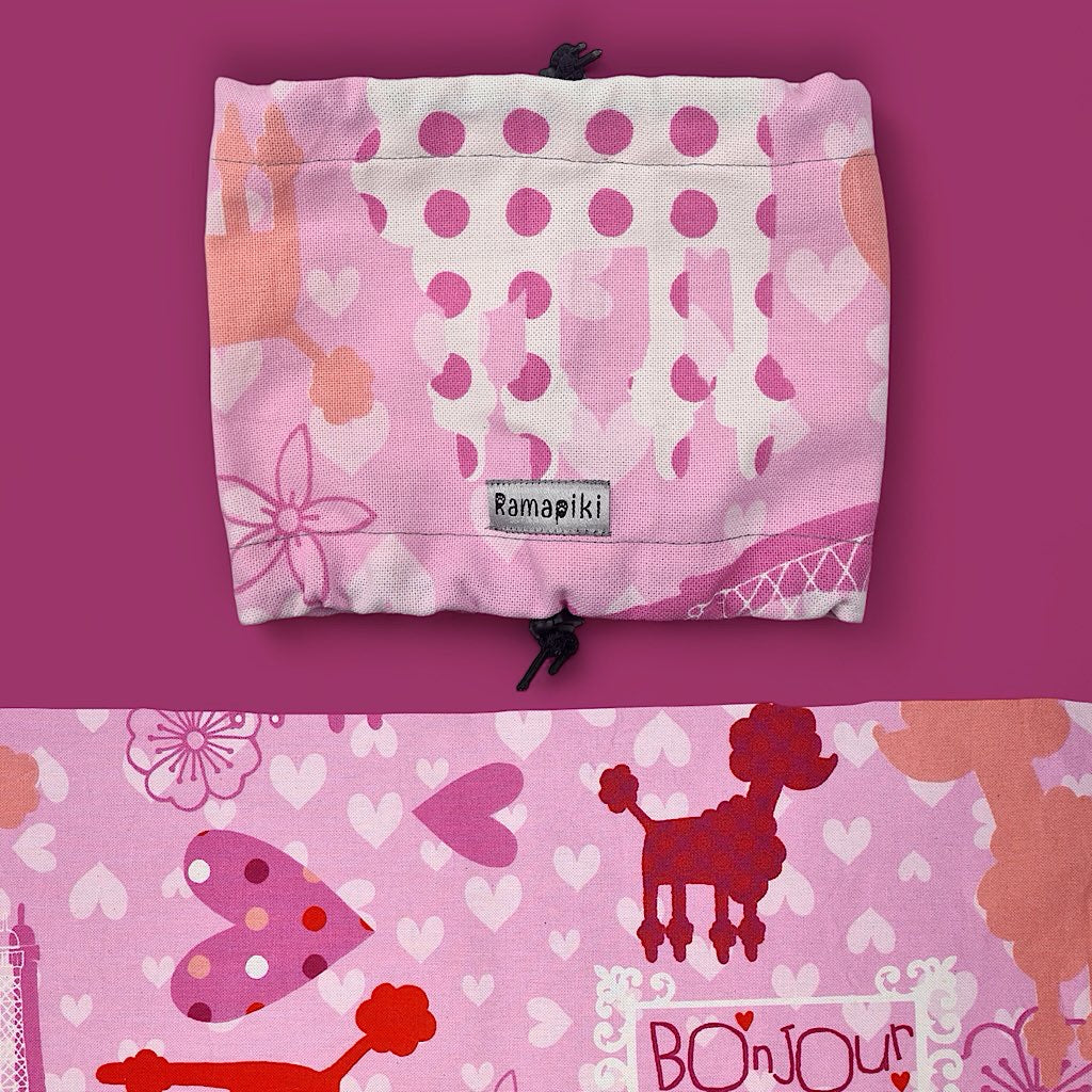 paraorecchie per cani cocker in tessuto rosa a pois