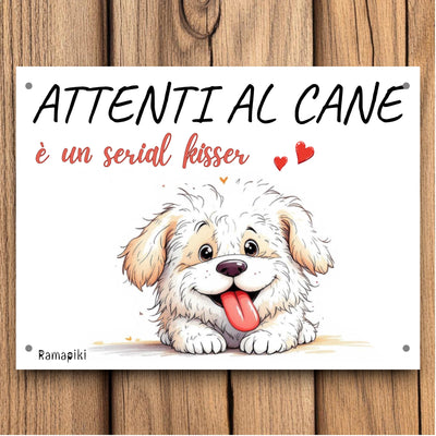 targhetta decorativa con cane bianco