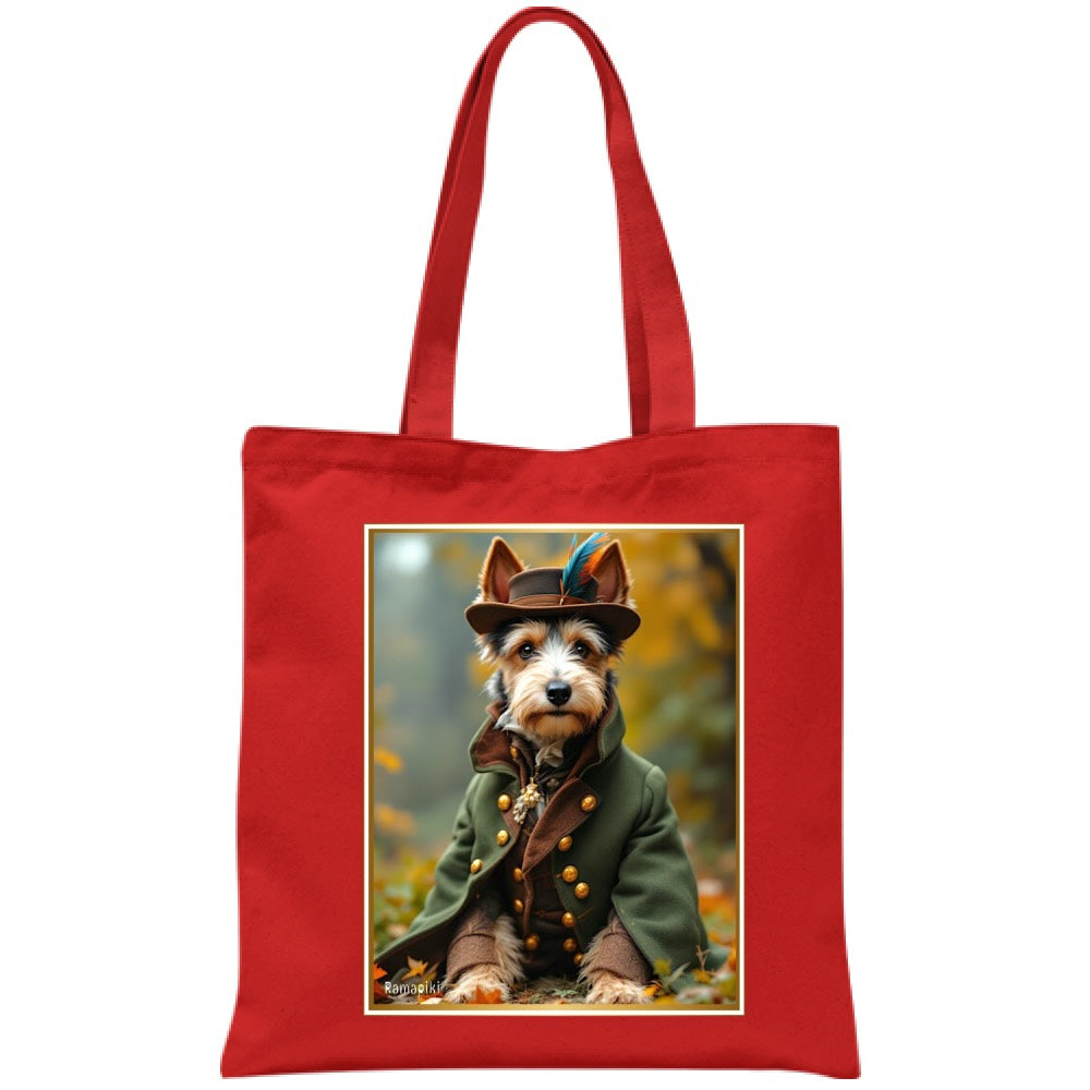 Tote bag gialla con stampa artistica terrier in costume d'epoca raffinato