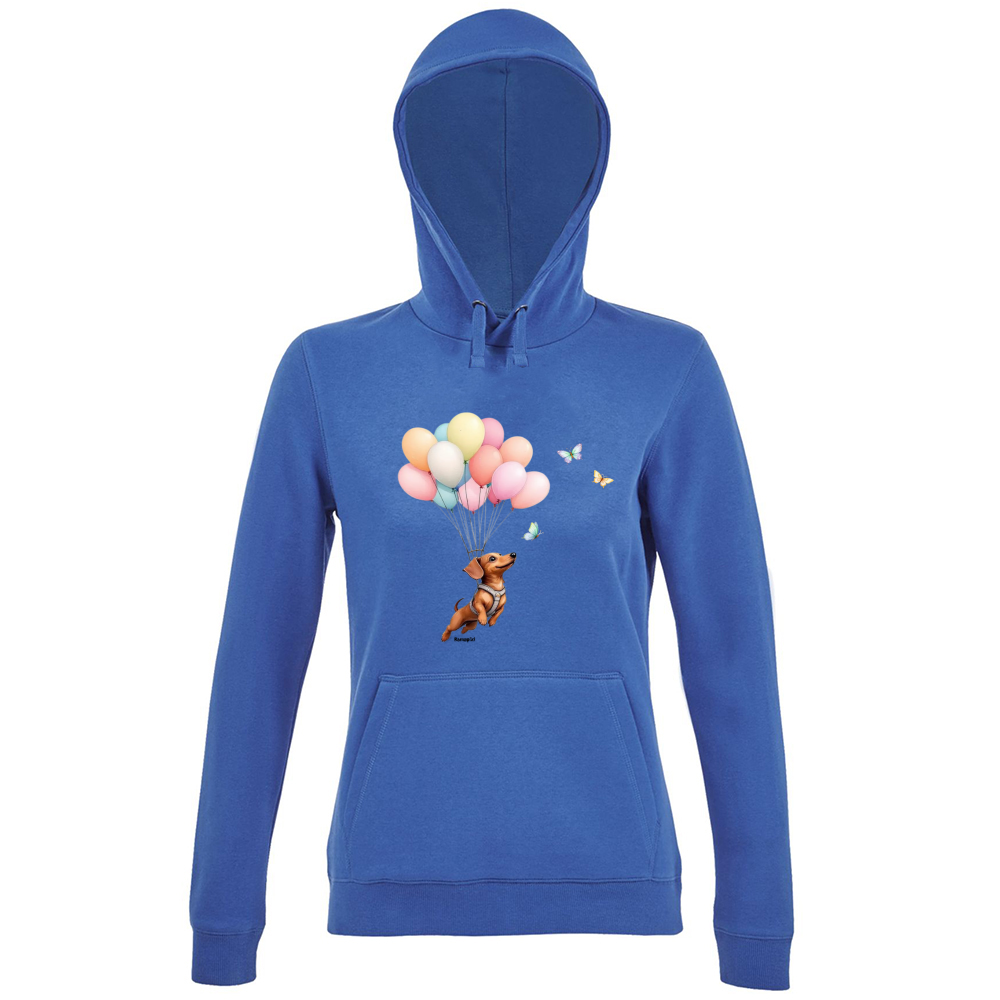 Felpa donna con cappuccio bassotto - altra variante blu