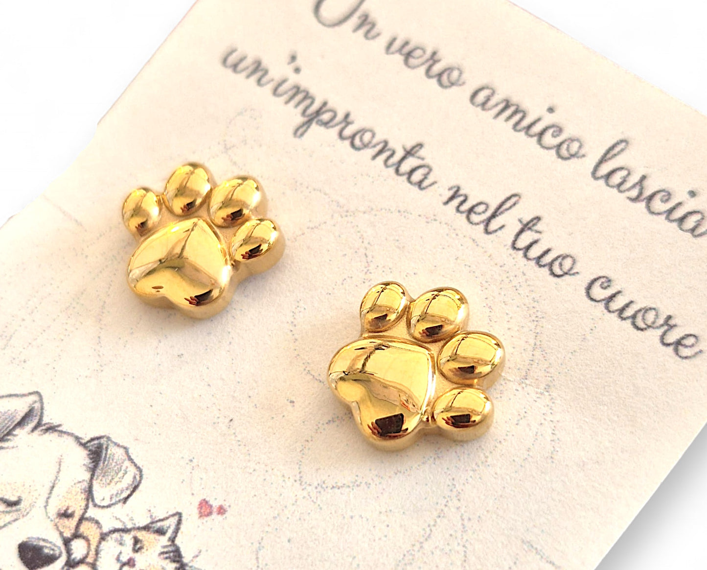 Orecchini zampette - in acciaio silver e gold