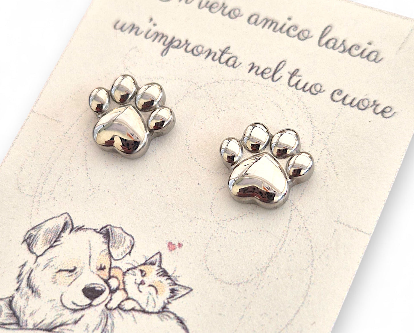 Orecchini zampette - in acciaio silver e gold