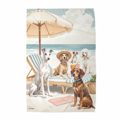 telo da spiaggia con grafica di cani