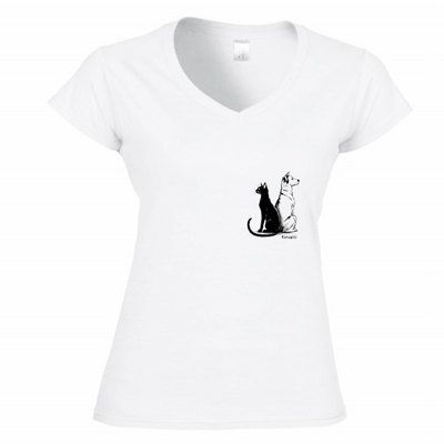 T-shirt Cane e Gatto - donna scollo V