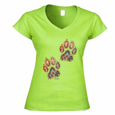 T-shirt Zampe Fiori - donna scollo V