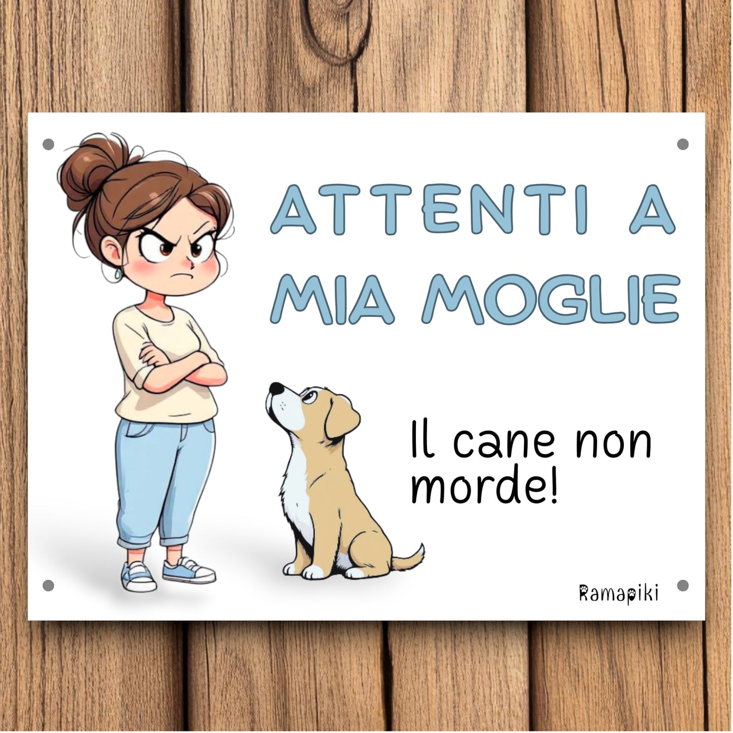 Targhetta "Attenti a mia moglie"