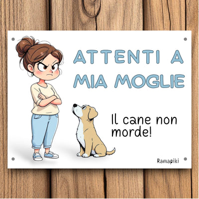 Targhetta "Attenti a mia moglie"