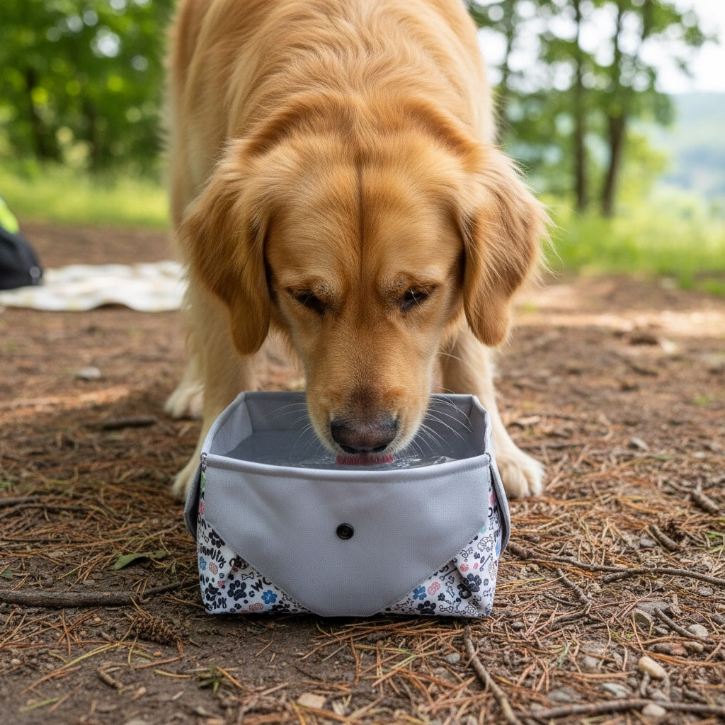 Ciotola pieghevole per acqua taglia grande fantasia Woof - Ramapiki
