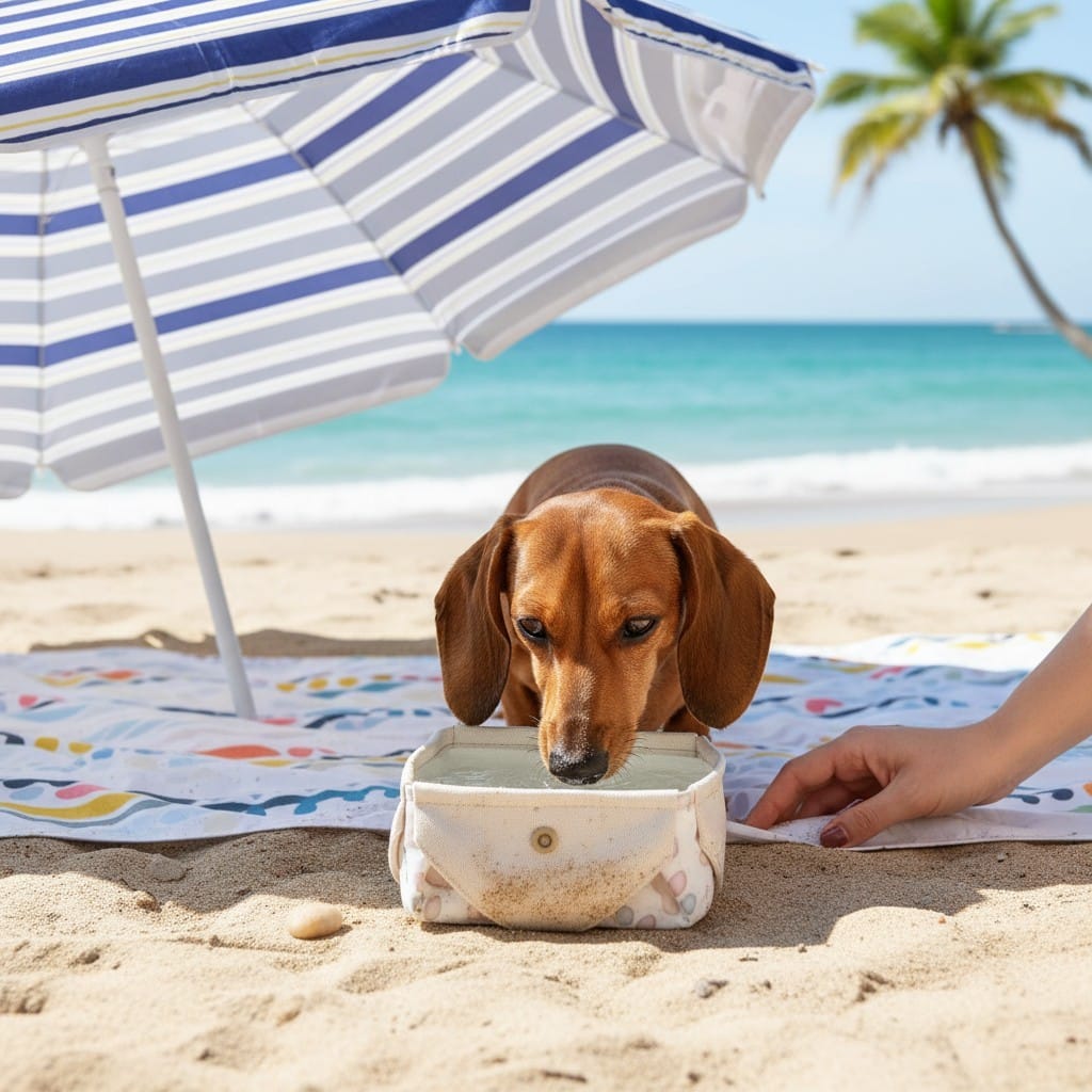 Ciotola pieghevole per cani per acqua e cibo ideale in spiaggia - Ramapiki
