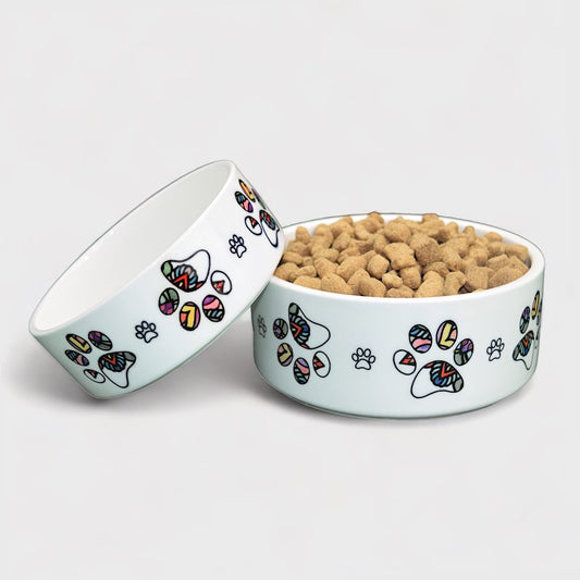 Ciotola in ceramica per cani e gatti - zampa mandala | TG. S - L