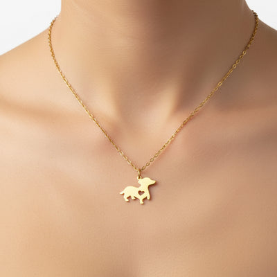 Collana bassotto - acciaio e dorato