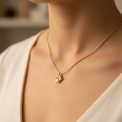 Collana zampetta, in acciaio gold e silver