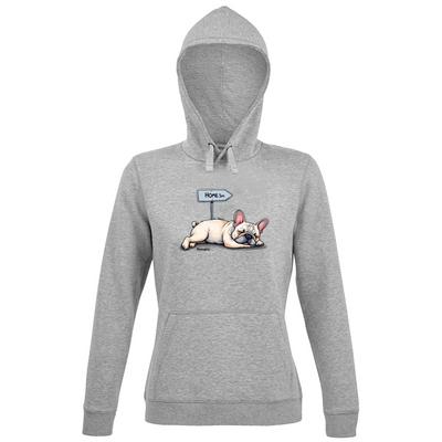Felpa grigia con grafica bulldog francese - hoodie casual dog lover
