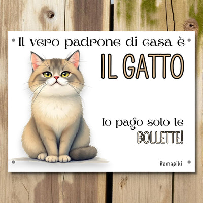 Targhetta "Il vero padrone di casa è il gatto"