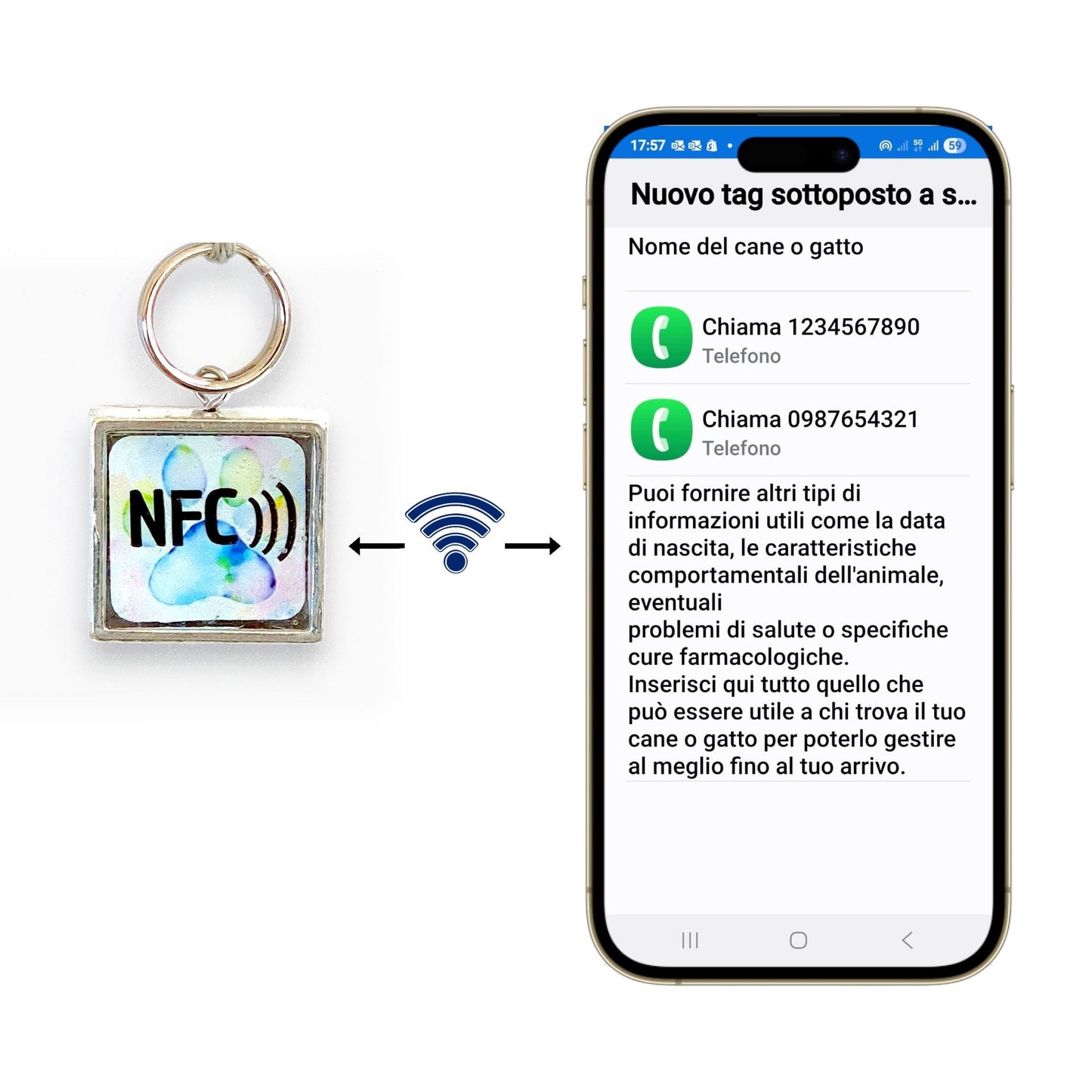 Medaglietta NFC per cani e gatti - piccola e leggera