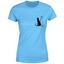 T-shirt donna con disegno cane e gatto - altra variante azzurro
