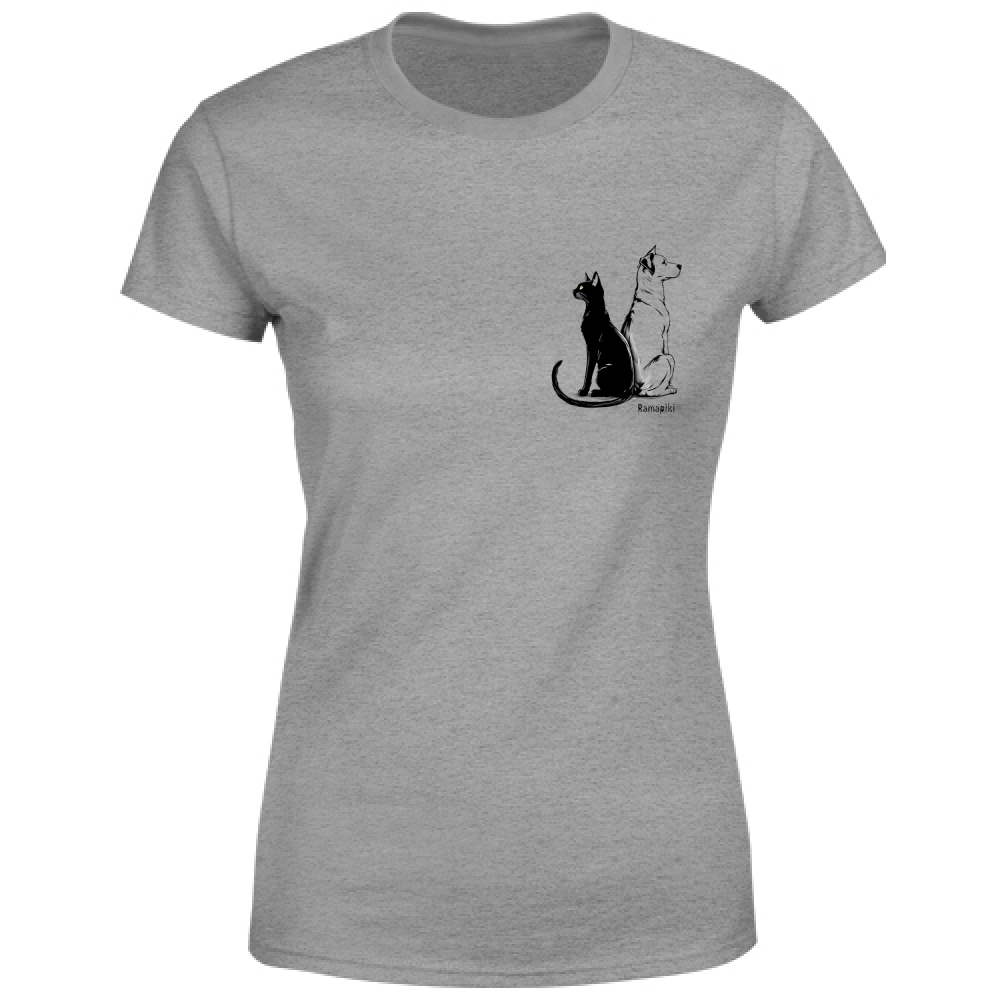 T-shirt cane e gatto donna - variante colore grigio

