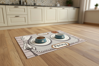 Tappetino impermeabile e antiscivolo per ciotole personalizzato