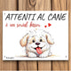 targhetta decorativa con cane bianco