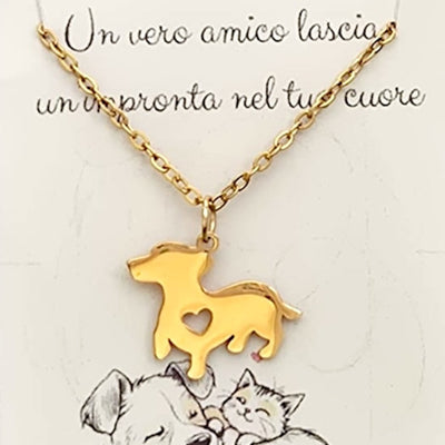 Collana bassotto - acciaio dorato