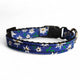 collare artigianale per cani e gatti con fantasia stella alpina blu