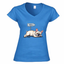 T-shirt scollo V donna con grafica bulldog
