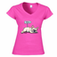 T-shirt donna scollo V con grafica bulldog - Ramapiki
