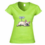 T-shirt donna scollo V con stampa bulldog
