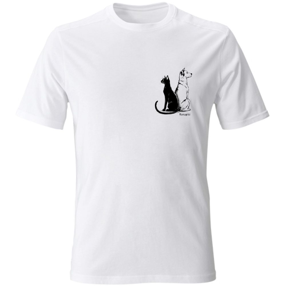 T-shirt cane e gatto unisex - vista frontale
