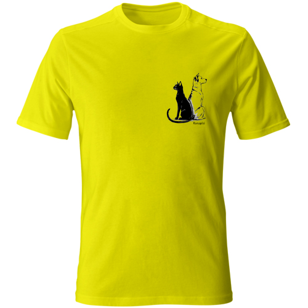 T-shirt unisex cane e gatto - variante colore giallo
