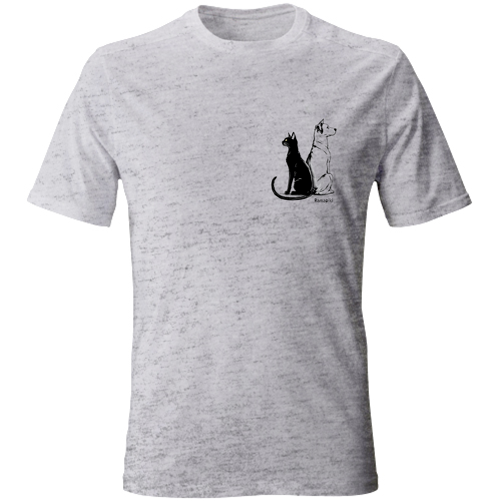 T-shirt unisex con disegno cane e gatto - Ramapiki
